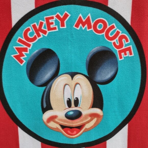 Vintage Disney Mickey Mouse Fleece Throw Blanket  47" x 58"  Carnival Stripe - Picture 4 of 9